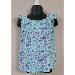 Girls Jumping Beans Size 4T Teal Tank Top With Under The Sea Theme